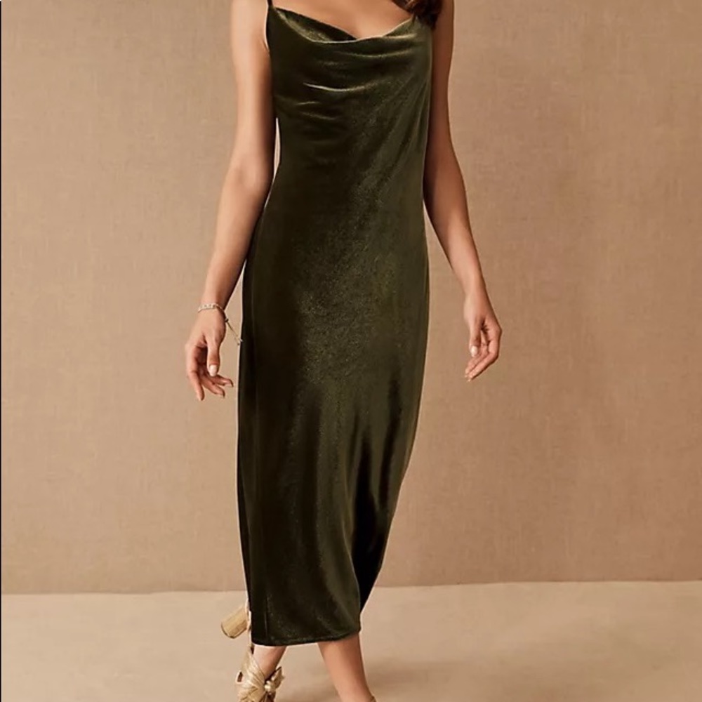 COPY - Jenny Yoo Bentley Velvet Midi Dress Olive